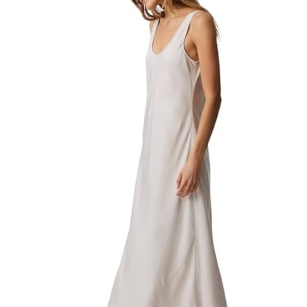 Viscose Twill Slip Dress Midi Length Elegant Minimal Chic Y2K Style - Picture 4 of 6